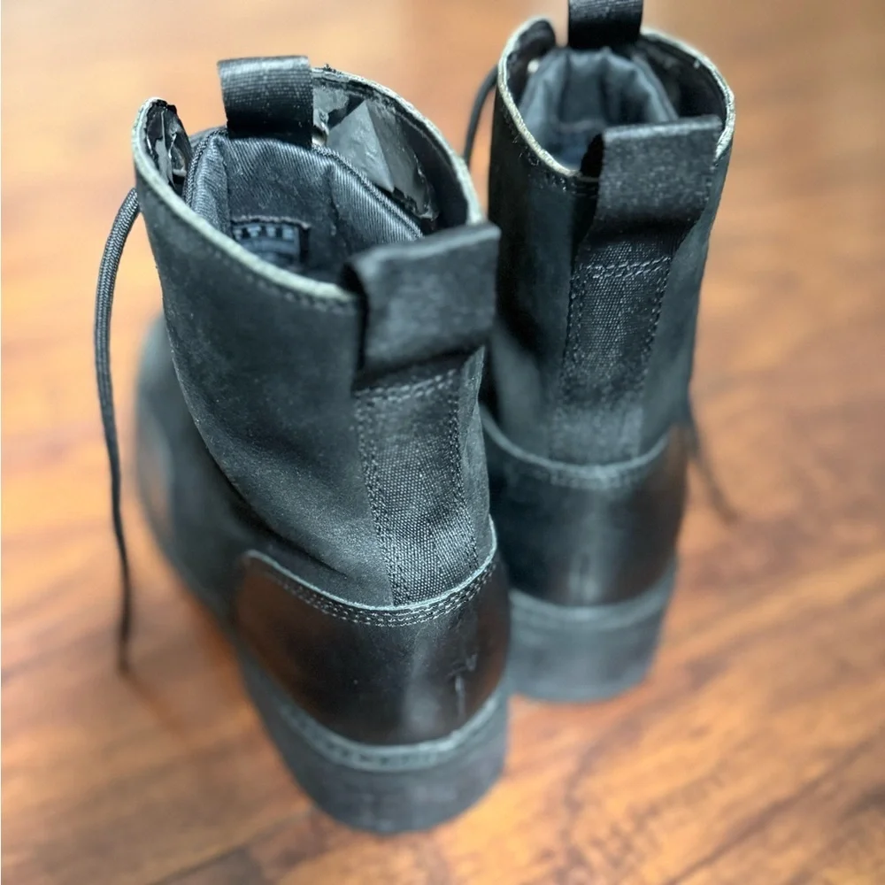 G-Star Raw Women’s Roofer Black Leather Lace Up Combat Boots | Size 10